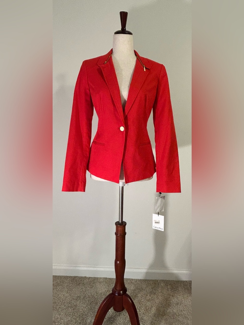 Calvin Klein Red Single-Button Tailored Blazer